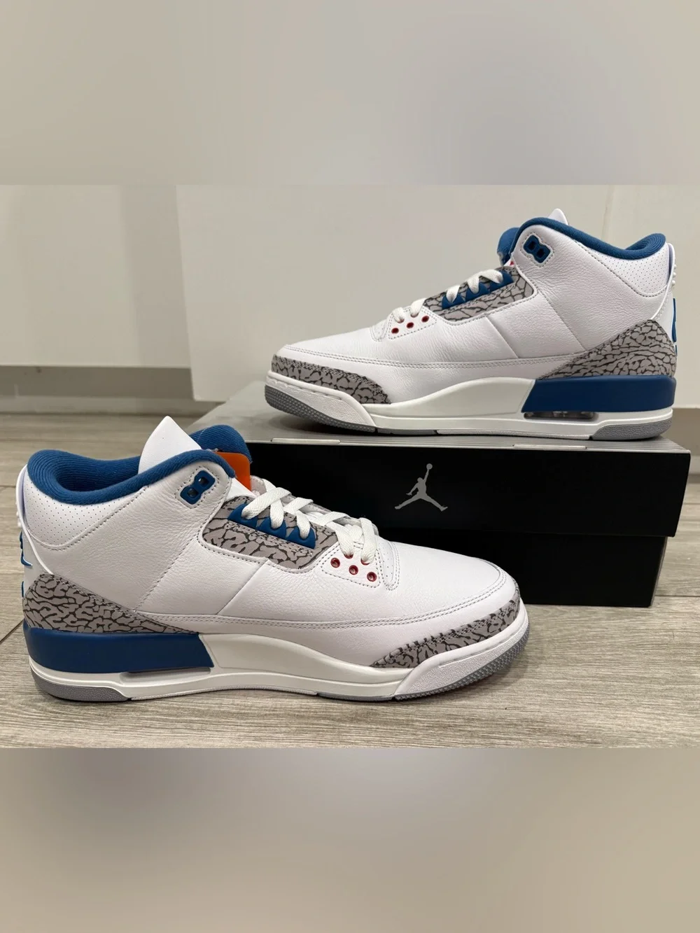 2026 Air Jordan 3 Retro True Blue IF4396-104 White Fire Red True Blue Sz 12 NEW